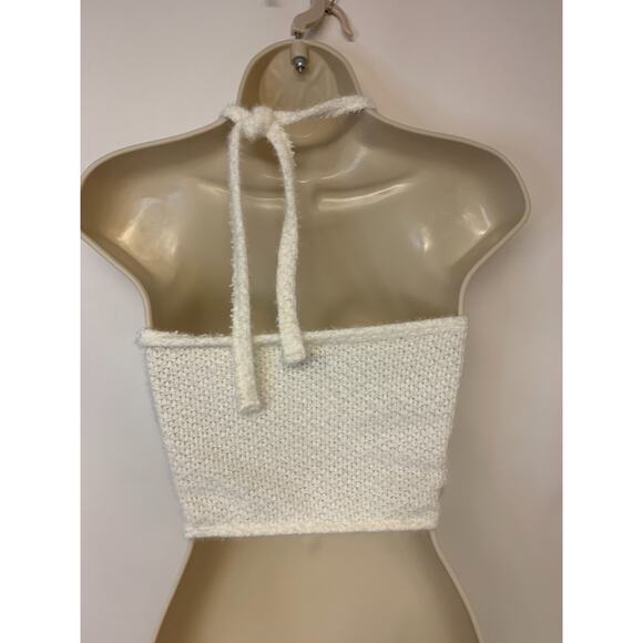 Hollister Womens Halter Sweater Cropped Tiny Twee Ivory Size XS Boho Schoolgirl - Picture 2 of 9